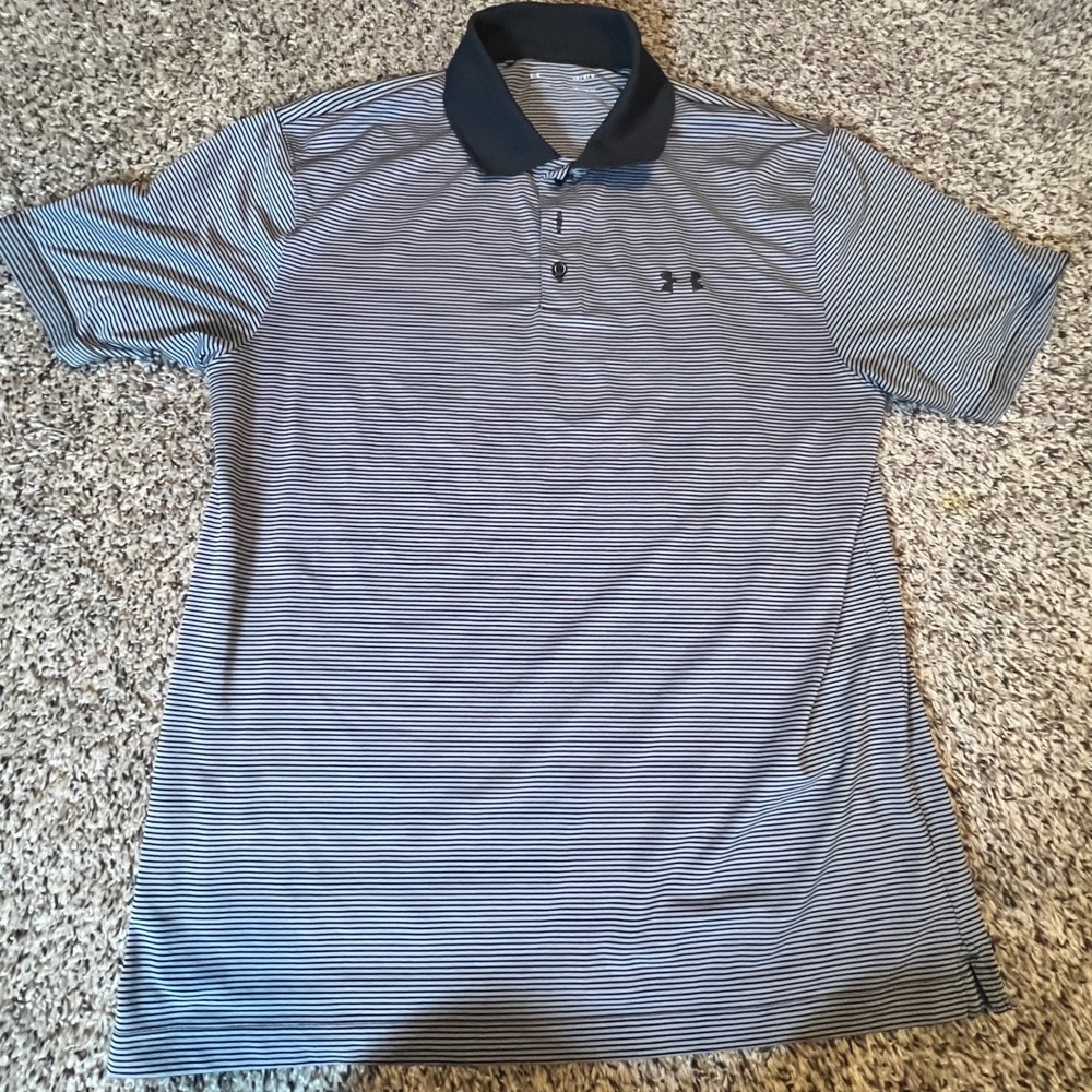 Under Armour Mens HeatGear Loose Fit Micro Stripe Polo Shirt Large LG